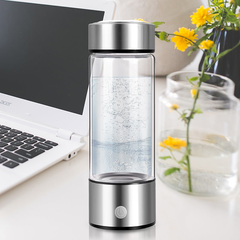 Aqua Vital Hydrogen Water Bottle 2025 Generator 16 oz/470 ml SPE-PEM Ionized H₂ Hydration Bottle USB-C Rechargeable Glass Flask with Auto Shut-Off Portable Sports & Travel Hydrogenated Water Machine