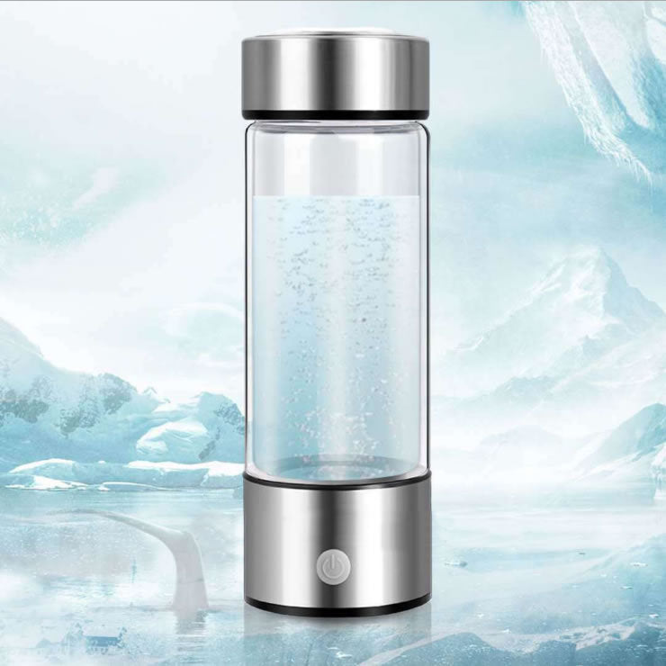 Aqua Vital Hydrogen Water Bottle 2025 Generator 16 oz/470 ml SPE-PEM Ionized H₂ Hydration Bottle USB-C Rechargeable Glass Flask with Auto Shut-Off Portable Sports & Travel Hydrogenated Water Machine