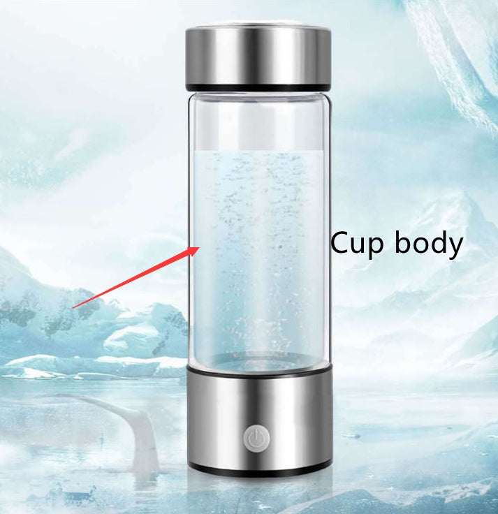 Aqua Vital Hydrogen Water Bottle 2025 Generator 16 oz/470 ml SPE-PEM Ionized H₂ Hydration Bottle USB-C Rechargeable Glass Flask with Auto Shut-Off Portable Sports & Travel Hydrogenated Water Machine